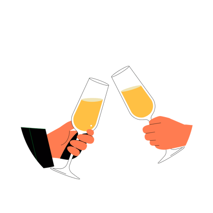 Illustration de coupes à champagne qui tintent