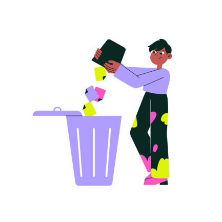 Cartoon Man Throwing Paper into Recycle Bin Animation