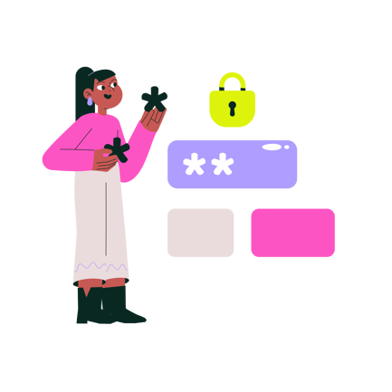 Ilustración de restablecimiento de contraseña de Cartoon Woman