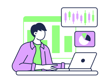 Stock Trader Working on Laptop With Charts