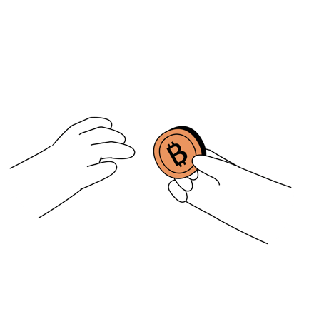 Bitcoin Trade Cartoon Illustration