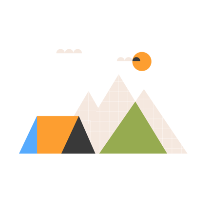 Minimalist Tent and Mountains Illustration