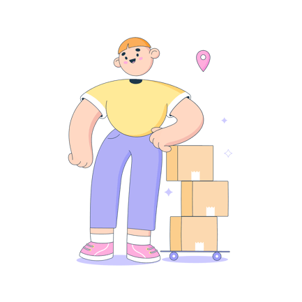 Deliveryman Standing With Shipping Boxes