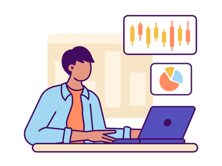 Stock Trader Working on Laptop With Charts
