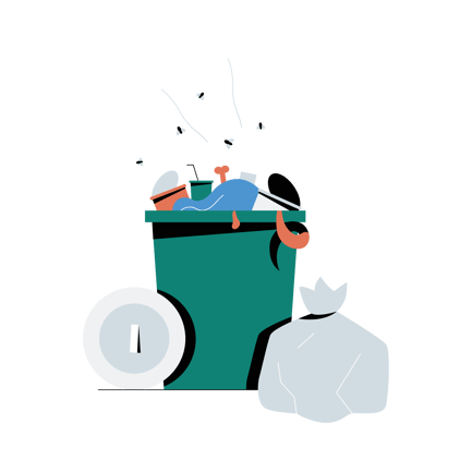 Person in Garbage Can Flat Illustration
