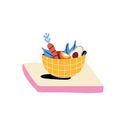 Healthy Plate Animation with Fresh Vegetables and Avocado