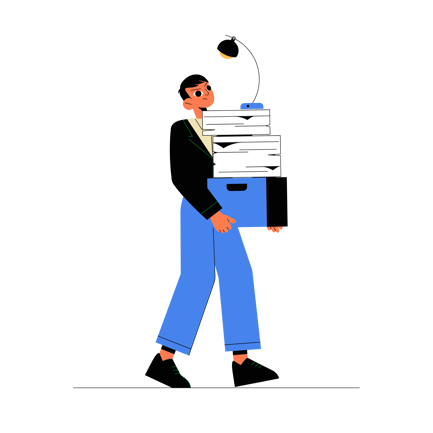 Overwhelmed Business Worker Carrying Documents