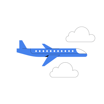 Flying Passenger Airplane with Clouds Animation