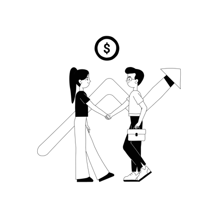 Business Deal Illustration in Line Art Style