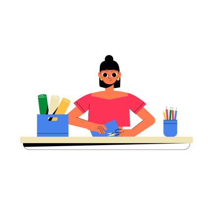 Woman Doing Paper Crafting Illustration