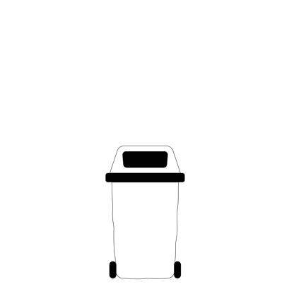 Waste Bin with Falling Paper Line Art Illustration