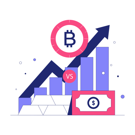 Bitcoin Versus Dollar Illustration