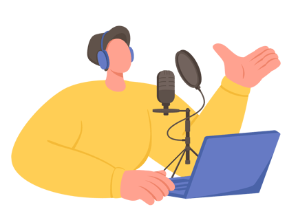 Man With Mic Hosting a Podcast