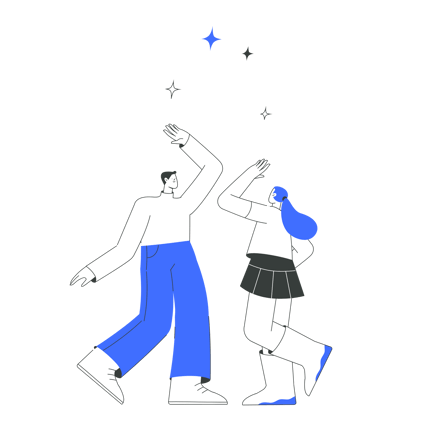 Celebrating Success Animation of Two People Jumping