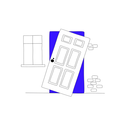 An Error Occurred, Broken Door Line Art Illustration