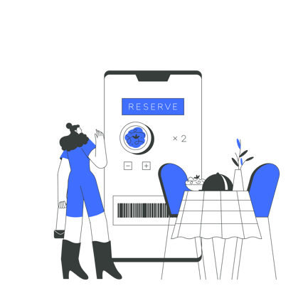 Table Reservation via Mobile App Illustration