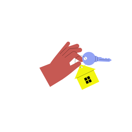 Hand Holding a House Key with a House Keychain