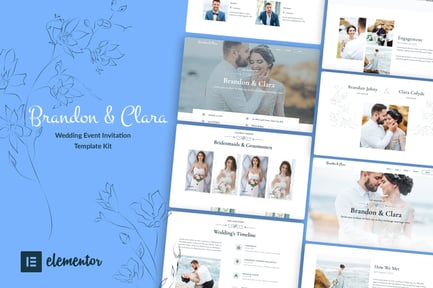 Preview: Brandon & Clara - Wedding Event Invitation Elementor Template Kit