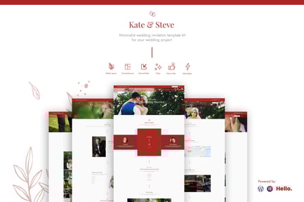 Preview: Kate & Steve - Wedding Invitation Elementor Pro Template Kit