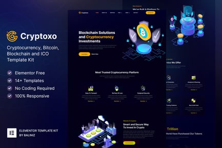 Preview: Cryptoxo – Cryptocurrency Blockchain & Bitcoin Elementor Template Kit