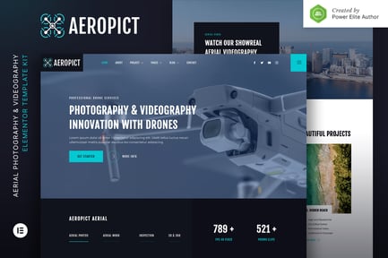 Preview: Aeropict – Drone Aerial Photography & Videography Elementor Template Kit