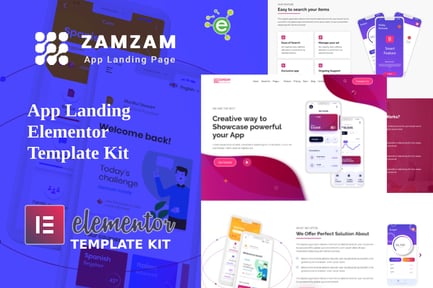Preview: Zamzam - App Landing Elementor Template Kit