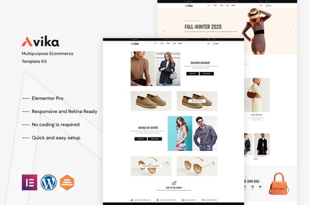 Preview: Avika - Multipurpose eCommerce Elementor Pro Template Kit