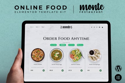 Preview: Monte - Online Food Elementor Template Kit