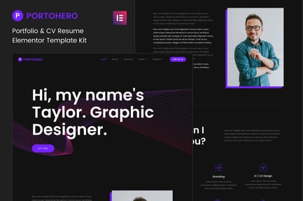 Preview: Portohero - Personal Portfolio & CV Elementor Template Kit