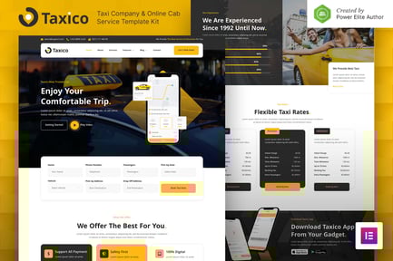 Preview: Taxico – Taxi Company & Online Cab Service Elementor Template Kit