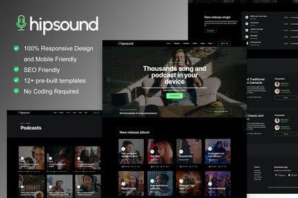 Preview: Hipsound - Music Streaming & Podcast Elementor Template Kit