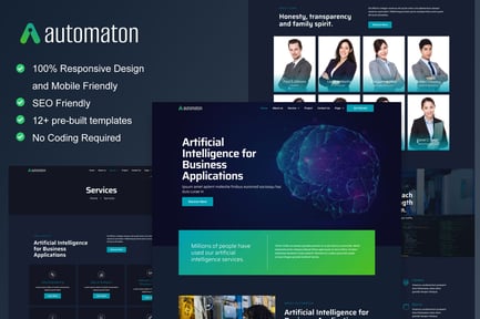 Preview: Automaton - Artificial Intelligence & Technology Services Elementor Template Kit