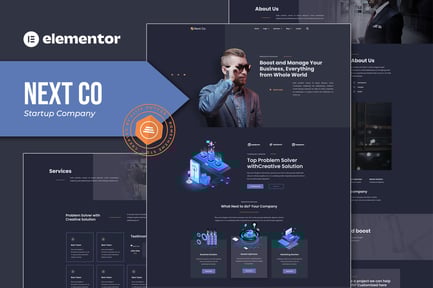 Preview: Next Co - Startup Company Elementor Template Kit