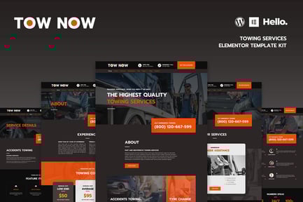 Preview: Tow Now - Towing Services Elementor Template Kit