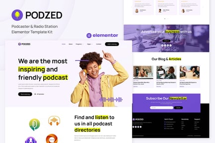Preview: Podzed - Podcaster & Radio Station Elementor Template Kit
