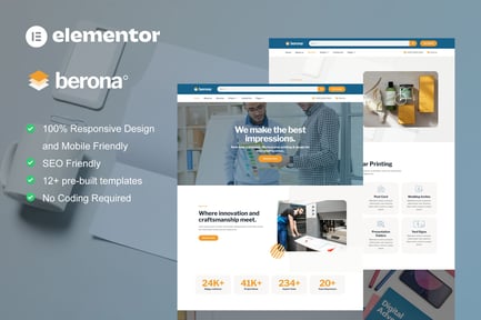 Preview: Berona - Printing & Design Service Elementor Template Kit