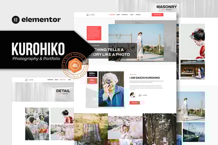 Preview: Kurohiko - Photography & Portfolio Elementor Template Kit