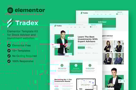 Preview: Tradex – Stock Advisor & Investment Elementor Template Kit