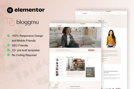 Preview: Bloggmu - Feminine Blog Elementor Template Kit