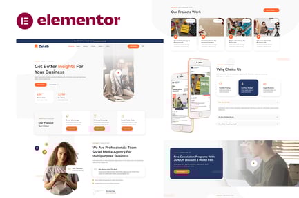 Preview: Zeleb - Social Media Marketing & Digital Advertising Elementor Template Kit