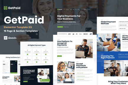 Preview: GetPaid - Payment Gateway & Fintech Service WordPress Elementor Template Kit