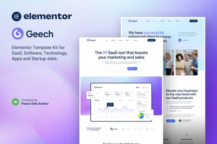 Preview: Geech - SaaS & Tech Startup Company Elementor Template Kit