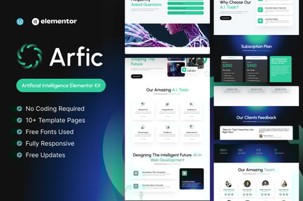 Preview: Arfic - Artificial Intelligence Elementor Pro Template Kit