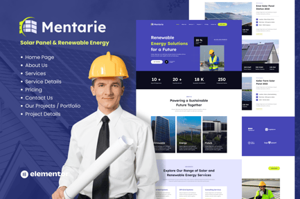 Preview: Mentarie - Solar Panel & Sustainable Energy Elementor Template Kit
