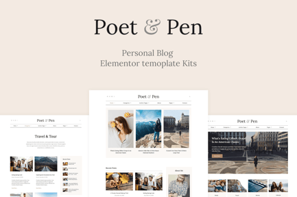 Preview: Poet & Pen - Personal Blog Elementor Template Kit