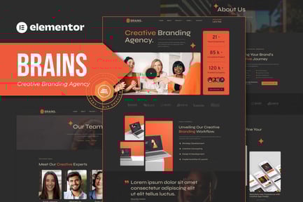 Preview: Brains - Creative Branding Agency Elementor Template Kit