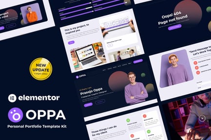 Vista previa: Oppa - Kit de plantillas Elementor para Portafolio Personal
