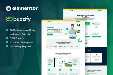 Preview: Buzzify - Social Media Marketing Agency Elementor Template Kit