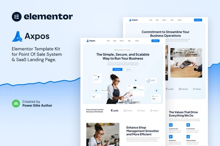 Preview: Axpos – Point Of Sale Software & SaaS Landing Page Elementor Template Kit