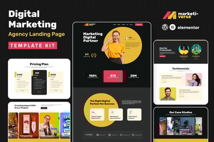 Preview: Marketiverse – Digital Marketing Services Landing Page Elementor Template Kit